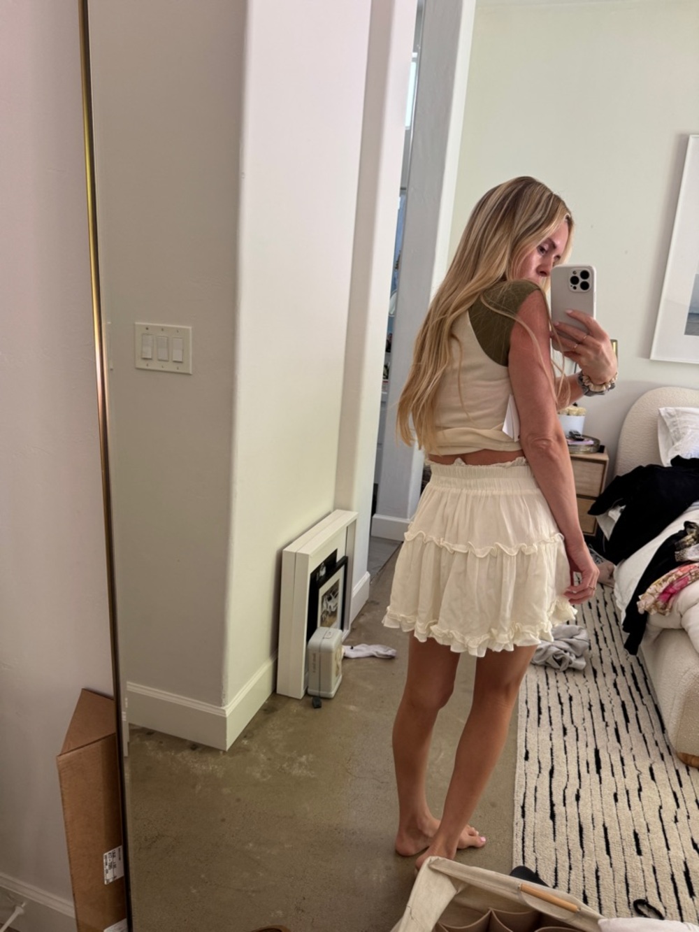 Cream Ruffle Mini Skirt - Picture 3 of 5